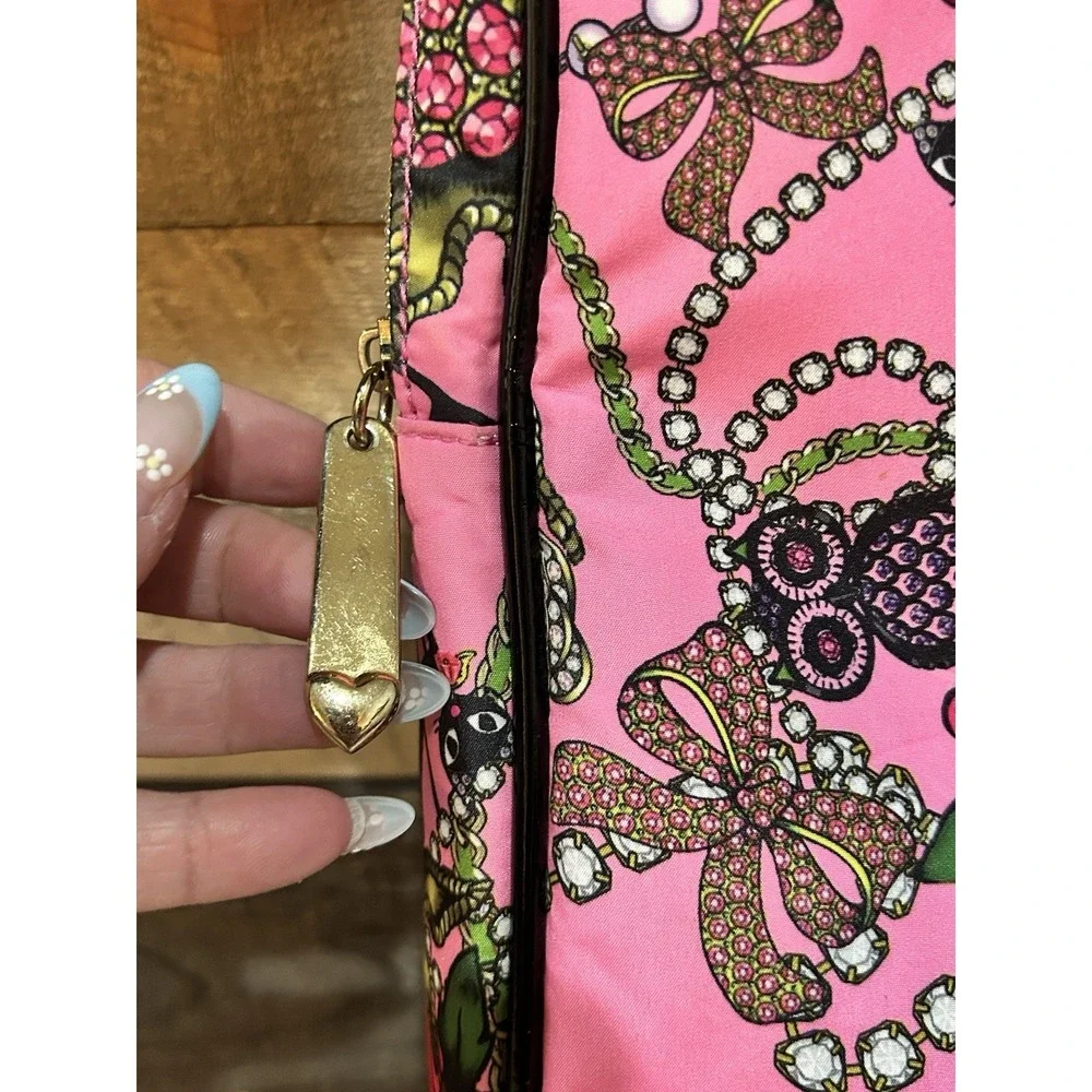 Betsey Johnson Pink Roses Cats & Bling Laptop‎ Bag